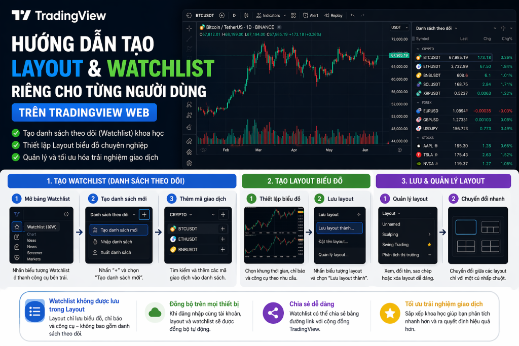 Tạo layout và watchlist riêng tradingview trên trình duyệt
